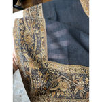 Black Gold Serpent Paisley Shawl Wrap Wool Blend Sheer Panel Fringe Boho Indie Photo 9