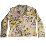 Jamaica Bay Jacket Size Large Pink Tropical Aloha Print Stretch Cotton Casual Photo 5