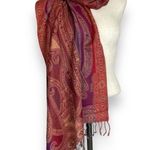 None Pashmina Scarf Burgundy Purple Fringe Edge Shawl Wrap Gift Women 23" x 80" Photo 0