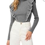 joe's jeans Joe's Andrea's Lookbook S Gray Wool Ruffle Neck Sweater Photo 0