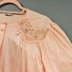 Vanity Fair Vintage  House Coat Robe Pink Coral Lace Satin Nylon USA Medium Photo 6