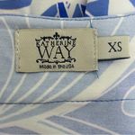 Katherine Way White Pink Blue Periwinkle 3/4 Circular Flounce Sleeve U Neck Top Size XS Photo 5