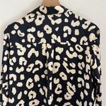 ZARA  Longline Button Front Collar Leopard Printed Shirt Lightweight Sateen XS Photo 6