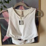 Free People  White Sleeveless Crop Tie Front Tank Top Photo 1