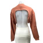 Adidas Stella McCartney Brown Coral Long Sleeve Mock Neck Crop Sweatshirt Top S Photo 2