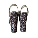 Bamboo Platform Sandals Leopard Print Chunky Heel Gold Straps Party Shoes Photo 2