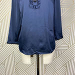 Boden Sophia Sequin Collared‎ 3/4 Sleeve Blouse Top in Navy Blue Size US 6 Photo 4