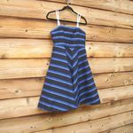 Halston Heritage  Strapless Metallic-Stripe Fit & Flare Cocktail Dress Photo 3