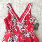 Vince Camuto Red Floral Print Sleeveless Handkerchief Hem Midi Dress Size 4 New Photo 4