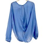 Topshop  Women’s Baby Blue Sheer Twist Front Blouse Sz 4 Photo 1