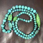 Sterling Silver JAY KING DTR  Green and Blue Turquoise Cabochon Long Necklace Photo 1
