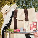 Le Bar Marche La Plage Limited Edition Canvas Tote Beach Pool Bag Oversized Brown Photo 2