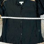 Coldwater Creek  Black Linen 3/4 Sleeve Button Up Blouse Large Photo 7