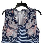 CAbi  Floral Paisley Striped Peplum Sheer Blouse Ruffled Trim V-Neck Top XS Women Photo 1