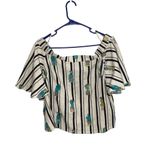 Judith March  Women's Embroidered Off The Shoulder Cactus Striped Blouse Medium Photo 1