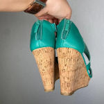 Rouge | Teal Wedge Heels Strappy Womans 10 Blue Photo 3