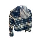 ZARA Women's M Plaid Crop Jacket Black & White with Hood Photo 2