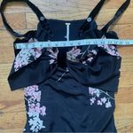 Free People  Black Floral Bow Mini Dress Size Medium Photo 3