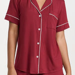 Eberjay Eberjey Gisele pajama sangria top short sleeve modal shirt ivory piping pocket Photo 0