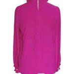 J.Crew Blouse Sz XS Ruffle Long Sleeve Mock Neckline Pink Secretary Office Work Photo 2