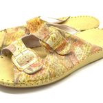 La Plume Italian Leather Pastel Floral Yellow Sandal Size 40/9 Photo 0