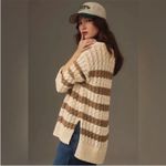 Anthropologie PILCRO Striped Cable Knit Long Sleeve Sweater Cream Brown Women XS Photo 1