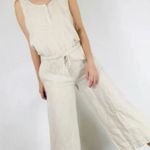 Cloth & Stone  Linen Drawstring Wide Leg Crop Jumpsuit Natural Color Sz M Photo 7