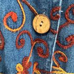 Vintage April Cornell size Medium Embroidered‎ Denim Jacket Shacket Button Front Blue Photo 3