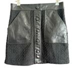 Christian LaCroix | Black Boucle Vegan Croc Leather Button front Mini Skirt Sz 2 Photo 0