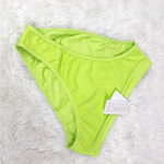 l*space L* Frenchi Bottom Bitsy‎ Cut High Waist Bikini Ribbed Acid Green Large New Photo 1