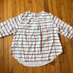 Bloomchic  NWT White Pink Square Pattern Zip Front Blouse 3/4 Sleeve Size 18-20 Photo 7