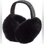 Steve Madden  nwt black Women's Rhinestone Embellished Foldable Faux Fur Earmuffs Photo 0