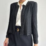 Vintage‎ Silk Beaded Jacket Womens Small Sequin Evening Formal Cocktail STENAY Black Photo 5
