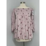 Free People Cloud Berry Lilac Combo Off Shoulder Printed Top Size L Purple $98 Photo 3