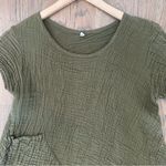 Anthropologie Textured Short Sleeve Swing Top in Olive Green Size Small/Medium Photo 3
