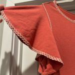 Max Studio Orange, Melon Colored Knit Dress Size M Flounce Sleeves Fun Trim Photo 4