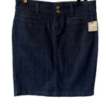 Banana Republic Two Button/Zip Closure Dark Wash Jean Mini Skirt Sz 29R Photo 0
