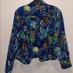 Vintage Butterfly Jean Jacket Multicolor Colorful Women's Jacket crop Blue Size M Photo 2