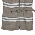 Worth Women Top Zip Up Belted Waist Vest Striped Linen Blend Workwear Tan Size 2 Photo 3