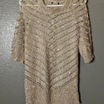 Metallic Gold/Bronze Open Knit Sequin Accent Sweater Tunic Size S/M (Est.) Gold Size M Photo 0