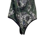 Bebe Mesh Floral Off Shoulder Thing Bodysuit Green Size S Boho Coastal Summer Photo 6