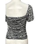 Elodie  Puff Blouse Animal Print Square Neck Short Sleeve Black & White W M NWOT Photo 5