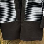Ming Wang EUC  Open Front Sweat Top Black White Stripe Faux Leather Trim Medium Photo 5