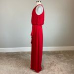 XScape Red Chiffon Sleeveless Ruffled Long Evening Gown Size 8 Formal Dress Photo 4