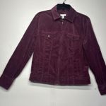 Charter Club  Women’s Medium Corduroy Jacket Purple Zip Front Long Sleeve Photo 0