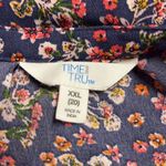 Time and Tru XXL Blue Pink Floral Tiered V Neck Babydoll Dress Long Sleeve Fall Photo 6