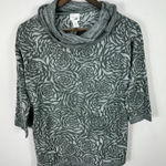 Chico's Weekends By  Cowl Neck Tunic Sweater Womens Small Gray Metallic Roses Luxe Photo 0