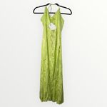 AFRM Radish Dress in Lime Green Snake Jacquard Midi Halter Front Cutout Slip NWT Photo 2