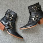 Matisse Harvey Snakeskin Buckled Ankle Boot Black Size 6.5 Photo 2