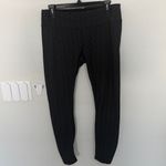 prAna Misty Leggings Charcoal Gray and Black Jacquard Knit Ruched Tight Large Photo 2